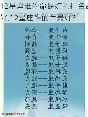 12星座谁的命最好的排名最好,12星座谁的命最好?