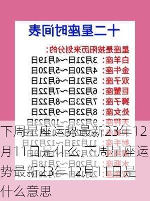 下周星座运势最新23年12月11日是什么,下周星座运势最新23年12月11日是什么意思