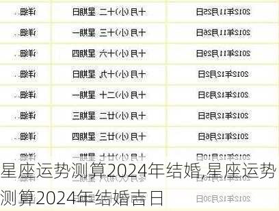 星座运势测算2024年结婚,星座运势测算2024年结婚吉日