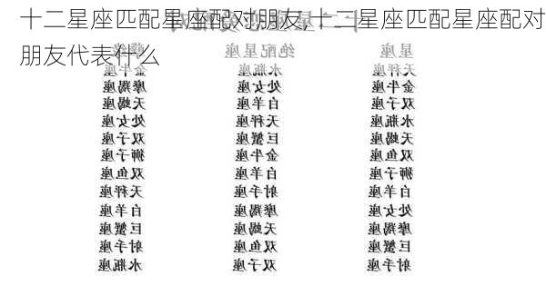 十二星座匹配星座配对朋友,十二星座匹配星座配对朋友代表什么