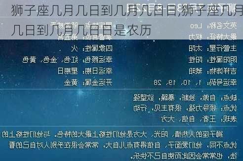 狮子座几月几日到几月几日日,狮子座几月几日到几月几日日是农历