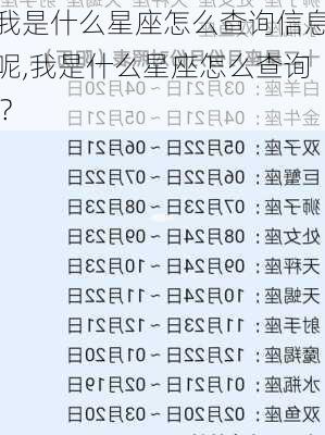 我是什么星座怎么查询信息呢,我是什么星座怎么查询 ?