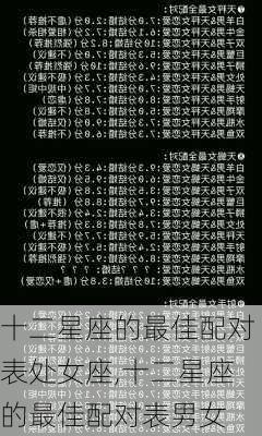 十二星座的最佳配对表处女座,十二星座的最佳配对表男女