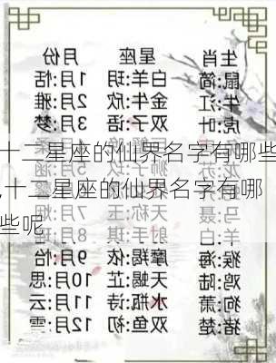 十二星座的仙界名字有哪些,十二星座的仙界名字有哪些呢