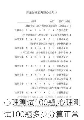 心理测试100题,心理测试100题多少分算正常