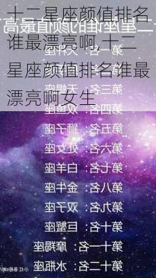 十二星座颜值排名谁最漂亮啊,十二星座颜值排名谁最漂亮啊女生