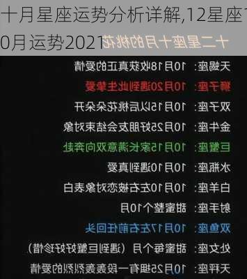 十月星座运势分析详解,12星座10月运势2021