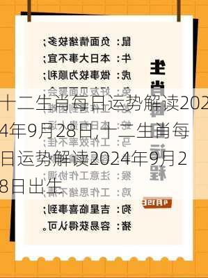 十二生肖每日运势解读2024年9月28日,十二生肖每日运势解读2024年9月28日出生