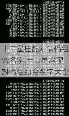 十二星座配对情侣组合名字,十二星座配对情侣组合名字大全