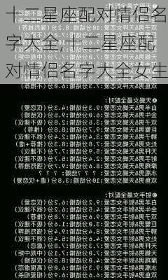 十二星座配对情侣名字大全,十二星座配对情侣名字大全女生