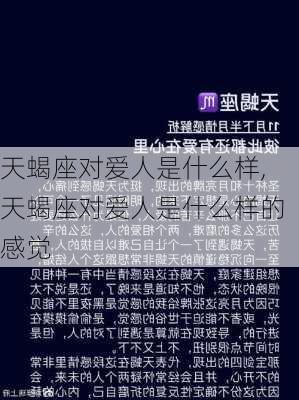 天蝎座对爱人是什么样,天蝎座对爱人是什么样的感觉