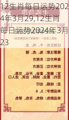 12生肖每日运势2024年3月29,12生肖每日运势2024年3月23