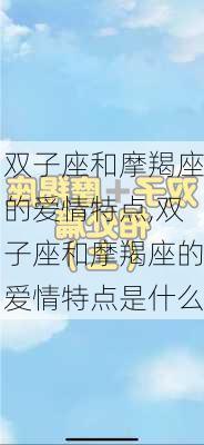 双子座和摩羯座的爱情特点,双子座和摩羯座的爱情特点是什么