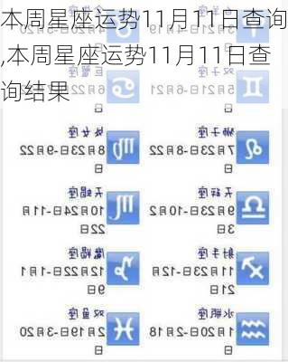 本周星座运势11月11日查询,本周星座运势11月11日查询结果