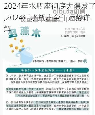 2024年水瓶座彻底大爆发了,2024年水瓶座全年运势详解