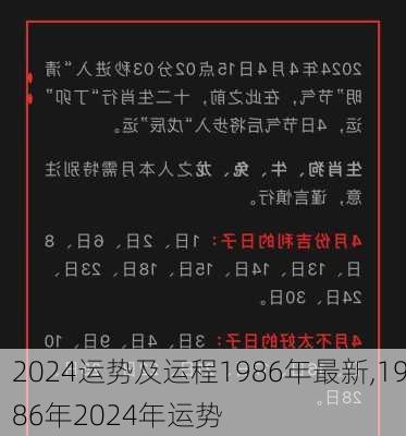 2024运势及运程1986年最新,1986年2024年运势