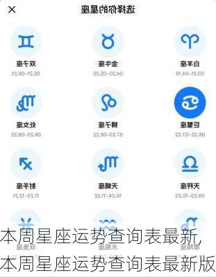 本周星座运势查询表最新,本周星座运势查询表最新版