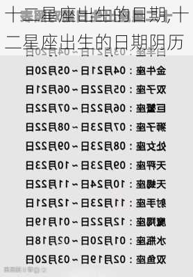 十二星座出生的日期,十二星座出生的日期阴历