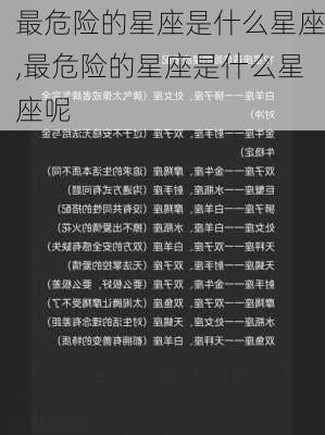 最危险的星座是什么星座,最危险的星座是什么星座呢