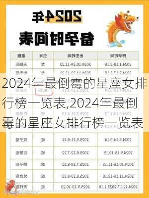 2024年最倒霉的星座女排行榜一览表,2024年最倒霉的星座女排行榜一览表