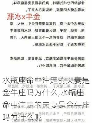 水瓶座命中注定的夫妻是金牛座吗为什么,水瓶座命中注定的夫妻是金牛座吗为什么呢