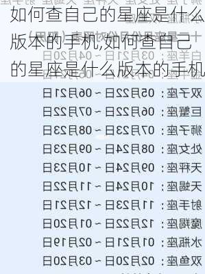 如何查自己的星座是什么版本的手机,如何查自己的星座是什么版本的手机