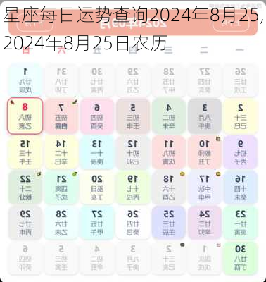 星座每日运势查询2024年8月25,2024年8月25日农历